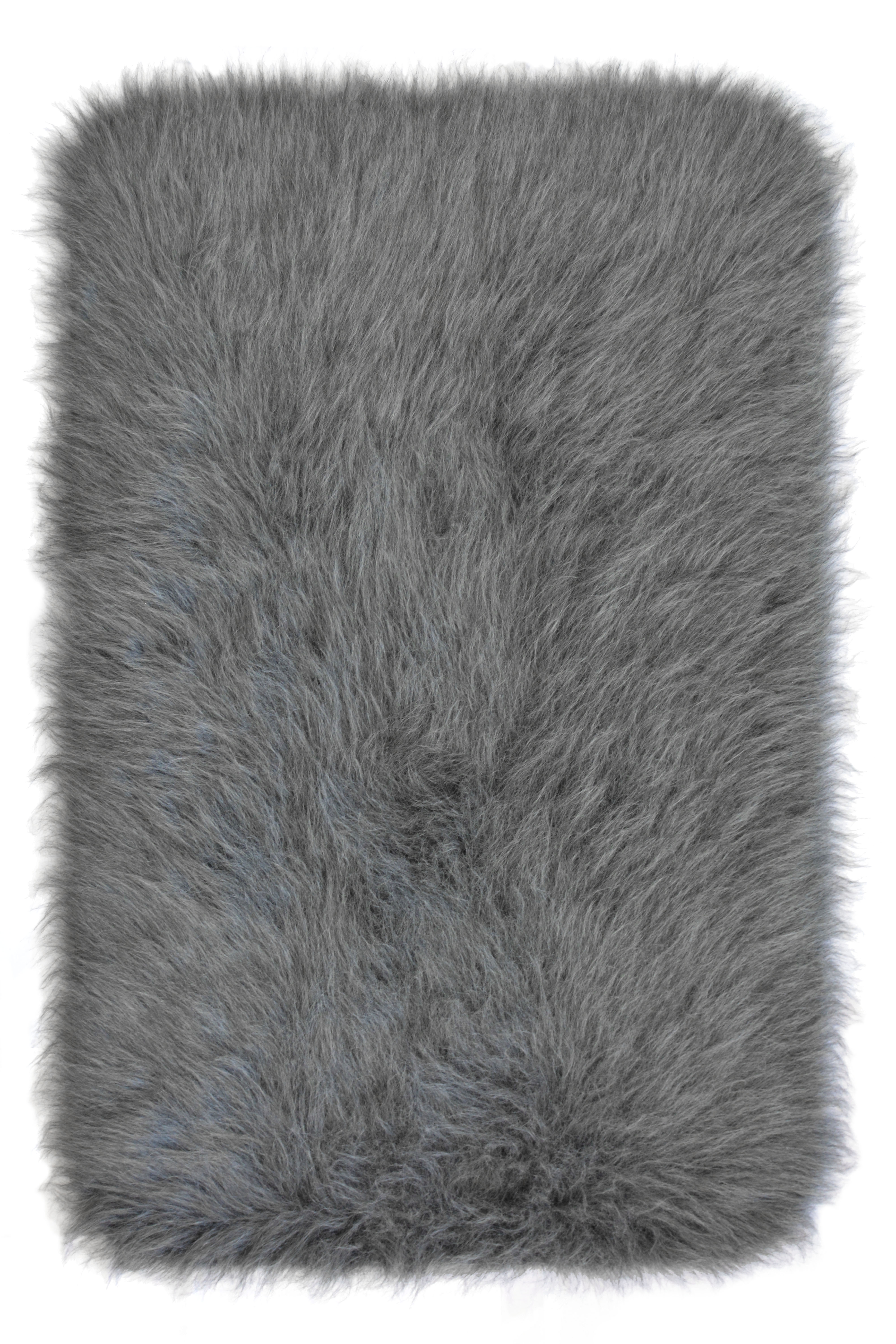 Washable Mongolian Fur Rug - Grey - Medi